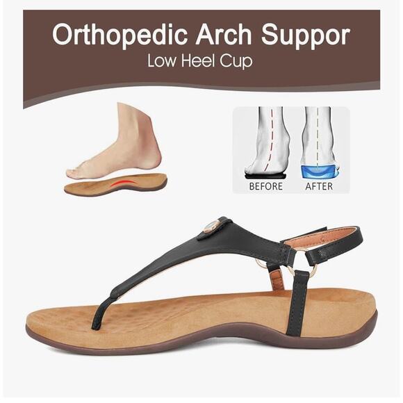Athlefit Women's Orthopedic Sandals Thong T-Strap Casual Arch Support Sz 9.5 - Picture 10 of 13